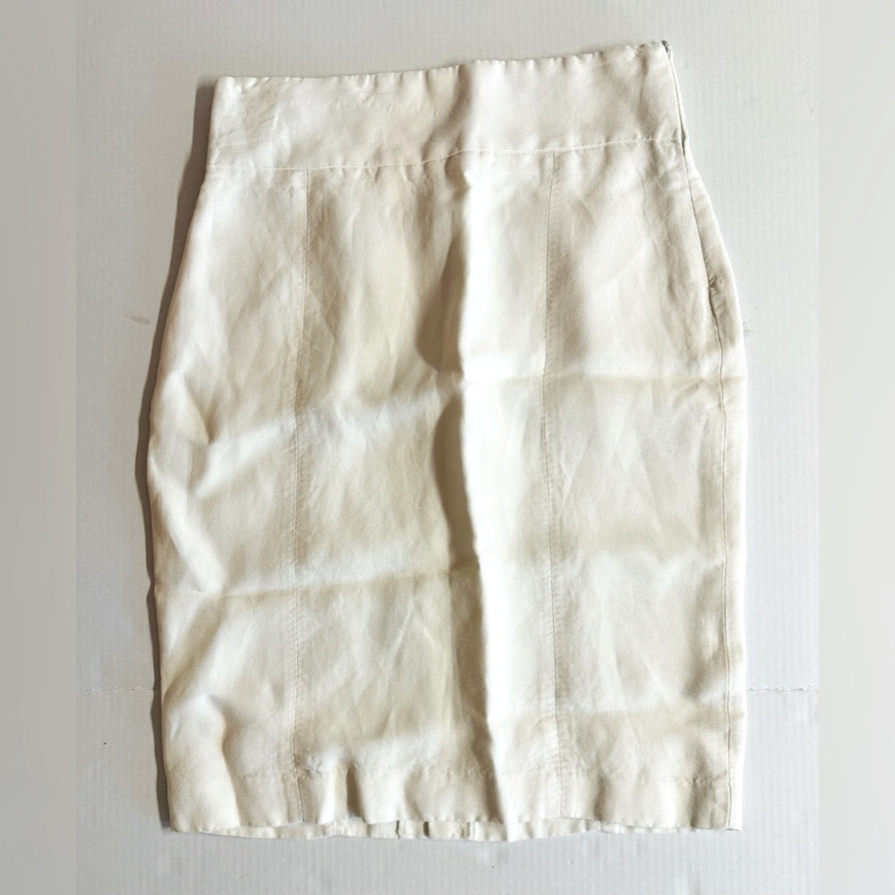 Zara Woman- Cream linen/flax/cotton pencil skirt.Side zipper.Size M